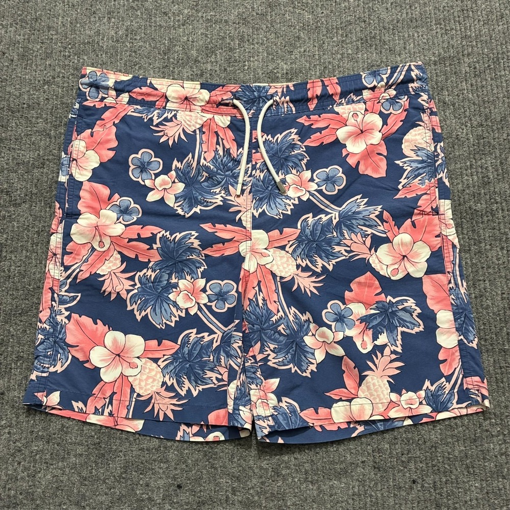 Brooks Brothers Mens Swim Trunks Size Small Hawaiian Floral Pull On Drawstring